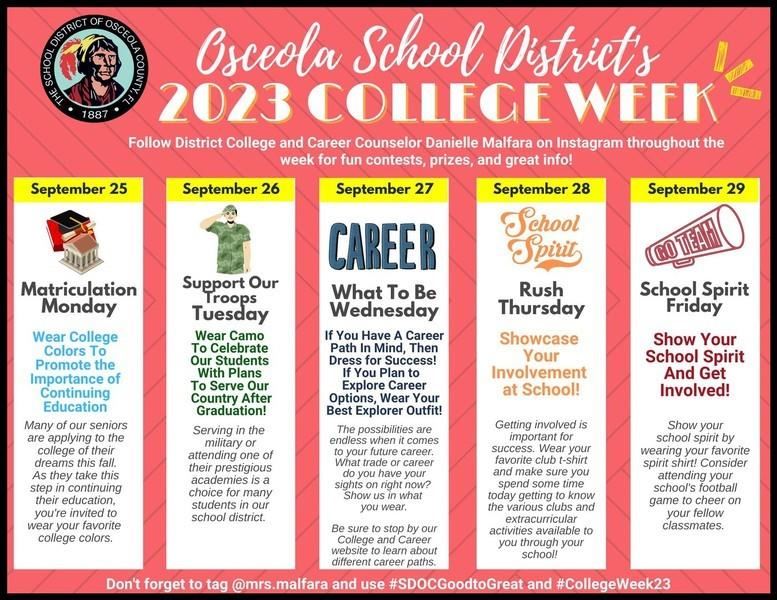 Parkway is celebrating College and Career Week 2023 with a variety of dress down days! Follow this c